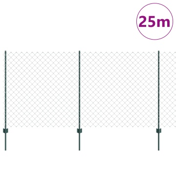 Gard de Lanț cu 22 U Posturi Verde 1.2x25 m Oțel - Img 3