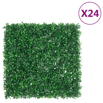 Gard din frunze de arbust artificiale, 24 buc., verde, 50x50 cm - Img 1