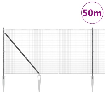 Gard din Sârmă Sudată cu 13 Stâlpi Spike Gri 1x50 m Oțel - Img 3