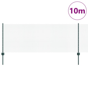 Gard din sârmă sudată cu 5 stâlpi U Verde 0.8x10 m Oțel - Img 3