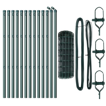 Gard Euro cu 13 stâlpi 0.8x25 m Oțel galvanizat Verde - Img 2