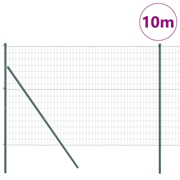 Gard Euro cu 7 Stâlpi 1.5x10 m Oțel Galvanizat Verde - Img 3