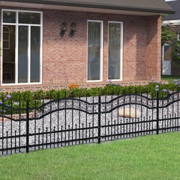 Gard grădină cu vârfuri negru 115 cm oțel vopsit electrostatic - Img 1