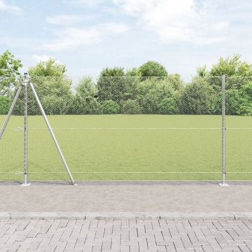 Gard Hexagon 1.2x10 m Oțel Galvanizat, Stâlpi de Gard cu Plăci de Bază 7 pcs Ø32mm 68.5cm Oțel Galvanizat - Img 1
