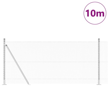 gard hexagonal 1x10 m oțel galvanizat, stâlpi de gard cu plăci de bază 7 buc Ø32mm 110cm oțel galvanizat - Img 3