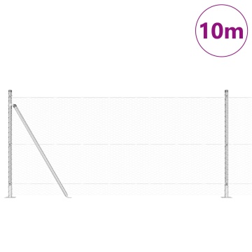 Gard Hexagonal 1x10 m Oțel Galvanizat, Stâlpi de Gard cu Plăci de Bază 7 buc Ø32mm 110cm Oțel Galvanizat - Img 3