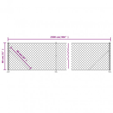 Gard plasă de sârmă cu bordură, antracit, 0,8x25 m - Img 5