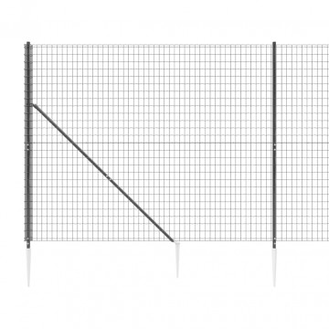 Gard plasă de sârmă cu țăruși de fixare, antracit, 1,6x25 m - Img 4