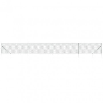 Gard plasă de sârmă cu țăruși de fixare, argintiu, 1,1x10 m - Img 2