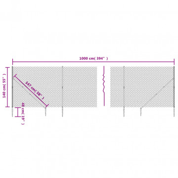 Gard plasă de sârmă cu țăruși de fixare, verde, 1,4x10 m - Img 5