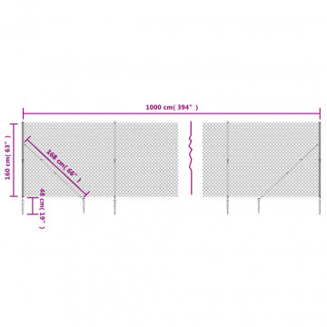 Gard plasă de sârmă cu țăruși de fixare, verde, 1,6x10 m - Img 5