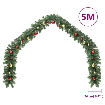 Ghirlandă de Crăciun decorată cu globuri și lumini LED, 5 m - Img 7