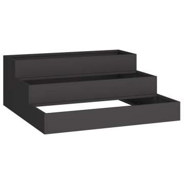 Ghivece pentru grădină 3-nivele 90x90x35 cm Oțel Negru - Img 2