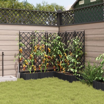 Ghiveci de grădină cu trelis 5 pcs Negru 120x120x125.5 cm - Img 3