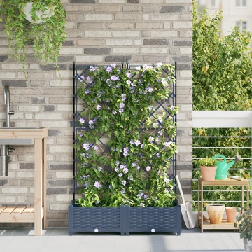 Ghiveci Grădină cu Trellis 2 pcs Gri 80x40x125.5 cm - Img 1