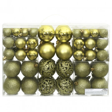 Globuri de Crăciun, 100 buc, verde deschis, 3 / 4 / 6 cm - Img 2