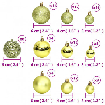 Globuri de Crăciun, 100 buc, verde deschis, 3 / 4 / 6 cm - Img 6