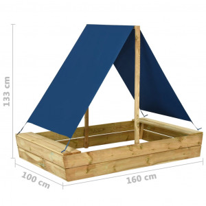 Groapă de nisip cu acoperiș, 160x100x133 cm, lemn de pin tratat - Img 5