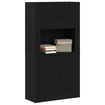 Highboard Negru Stejar 80x33x150 cm Lemn Prelucrat - Img 3
