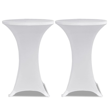 Husă de masă cu picior Ø60 cm, 4 buc., alb, elastic - Img 3