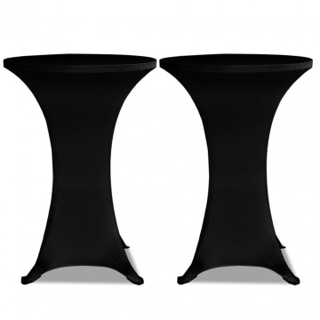 Husă de masă cu picior Ø80 cm, 2 buc., negru, elastic - Img 2