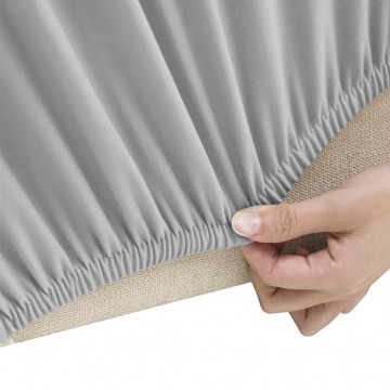 Husă elastică pentru canapea cu 3 locuri poliester jerseu, gri - Img 3