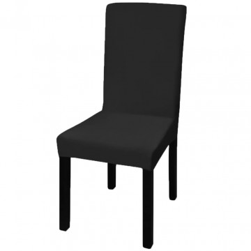 Huse de scaun elastice drepte, 6 buc., negru - Img 1