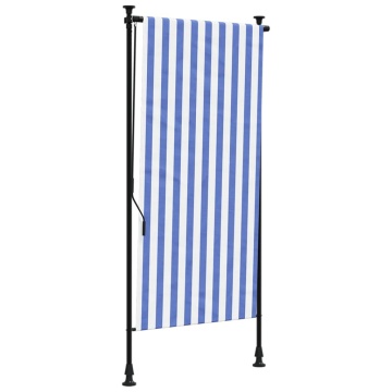 Jaluzea rulou de exterior albastru/alb 120x270 cm țesătură/oțel - Img 2