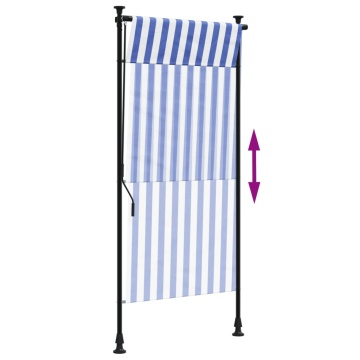 Jaluzea rulou de exterior albastru/alb 120x270 cm țesătură/oțel - Img 5