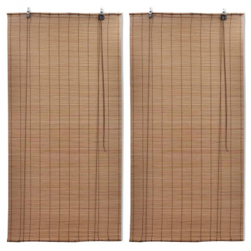 Jaluzele din bambus tip rulou, 2 buc., maro, 100 x 160 cm - Img 1