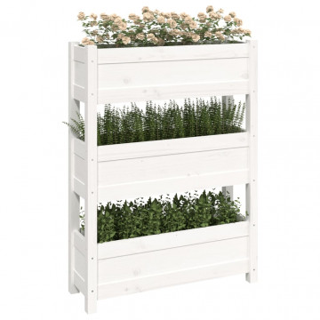 Jardinieră, alb, 77 x 25 x 104,5 cm, lemn masiv de pin - Img 4