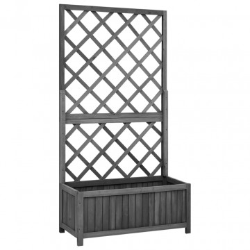 Jardinieră colț cu spalier, negru, 70x30x135 cm,lemn masiv brad - Img 1