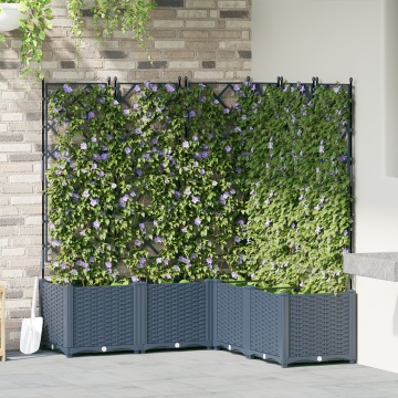 Jardinieră cu Spalier 5 buc Gri 120x120x143 cm - Img 1
