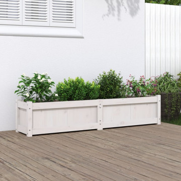 Jardinieră de grădină, alb, 150x31x31 cm, lemn masiv de pin - Img 1