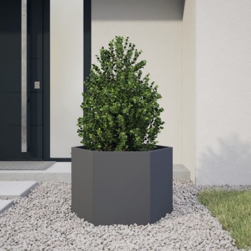 Jardinieră de grădină antracit 69x60x45 cm oțel hexagonal - Img 1