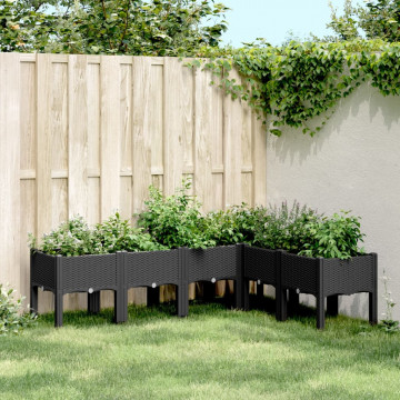 Jardinieră de grădină cu picioare, negru, 160x120x42 cm, PP - Img 1