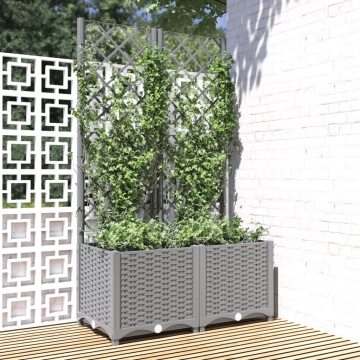 Jardinieră de grădină cu spalier, gri deschis, 80x40x136 cm, PP - Img 1