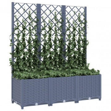 Jardinieră de grădină cu spalier,gri închis, 120x40x136 cm, PP - Img 3
