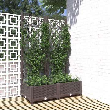 Jardinieră de grădină cu spalier maro, 80x40x121,5 cm, PP - Img 1