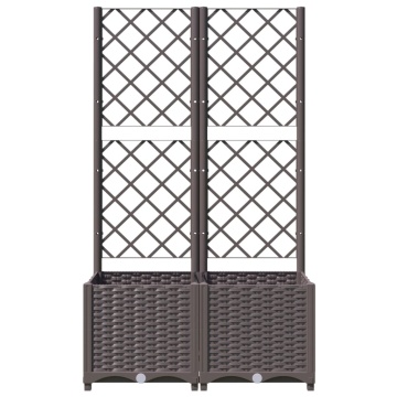 Jardinieră de grădină cu spalier maro, 80x40x136 cm, PP - Img 4