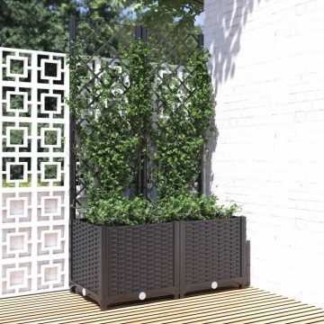 Jardinieră de grădină cu spalier negru, 80x40x136 cm, PP - Img 1