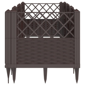 Jardinieră de grădină cu țăruși, maro, 123,5x43,5x43,5 cm, PP - Img 4