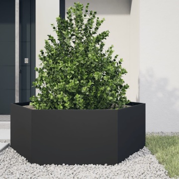 Jardinieră de grădină negru 138x120x45 cm oțel hexagonal - Img 1