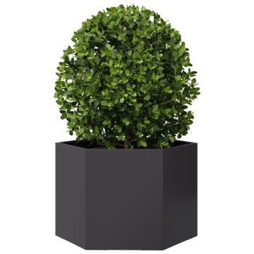 Jardinieră de grădină negru 69x60x45 cm oțel hexagonal - Img 3