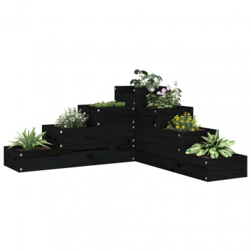 Jardinieră grădină 4 niveluri, negru 80,5x79x36 cm lemn pin - Img 1