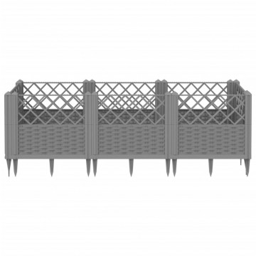 Jardinieră grădină cu țăruși gri deschis 123,5x43,5x43,5 cm PP - Img 3