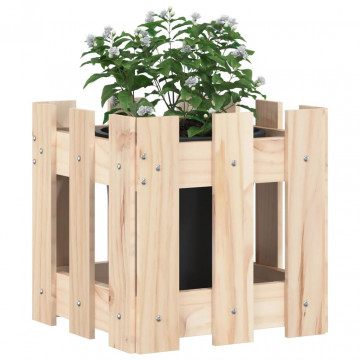 Jardinieră grădină design gard, 30x30x30 cm, lemn masiv de pin - Img 3