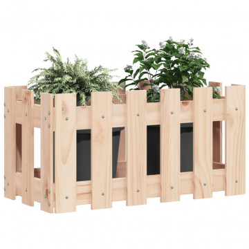 Jardinieră grădină design gard, 60x30x30 cm, lemn masiv de pin - Img 3