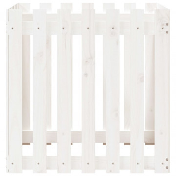 Jardinieră grădină design gard, alb, 70x70x70 cm lemn masiv pin - Img 8