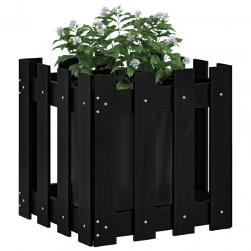 Jardinieră grădină design gard negru 40x40x40 cm lemn masiv pin - Img 3